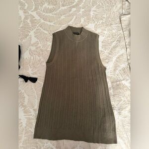 Lightweight ribbed sweater olive cotton viscose